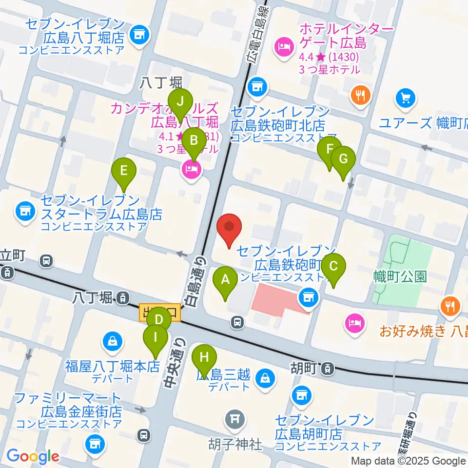 シアーミュージック 広島校周辺のカフェ一覧地図