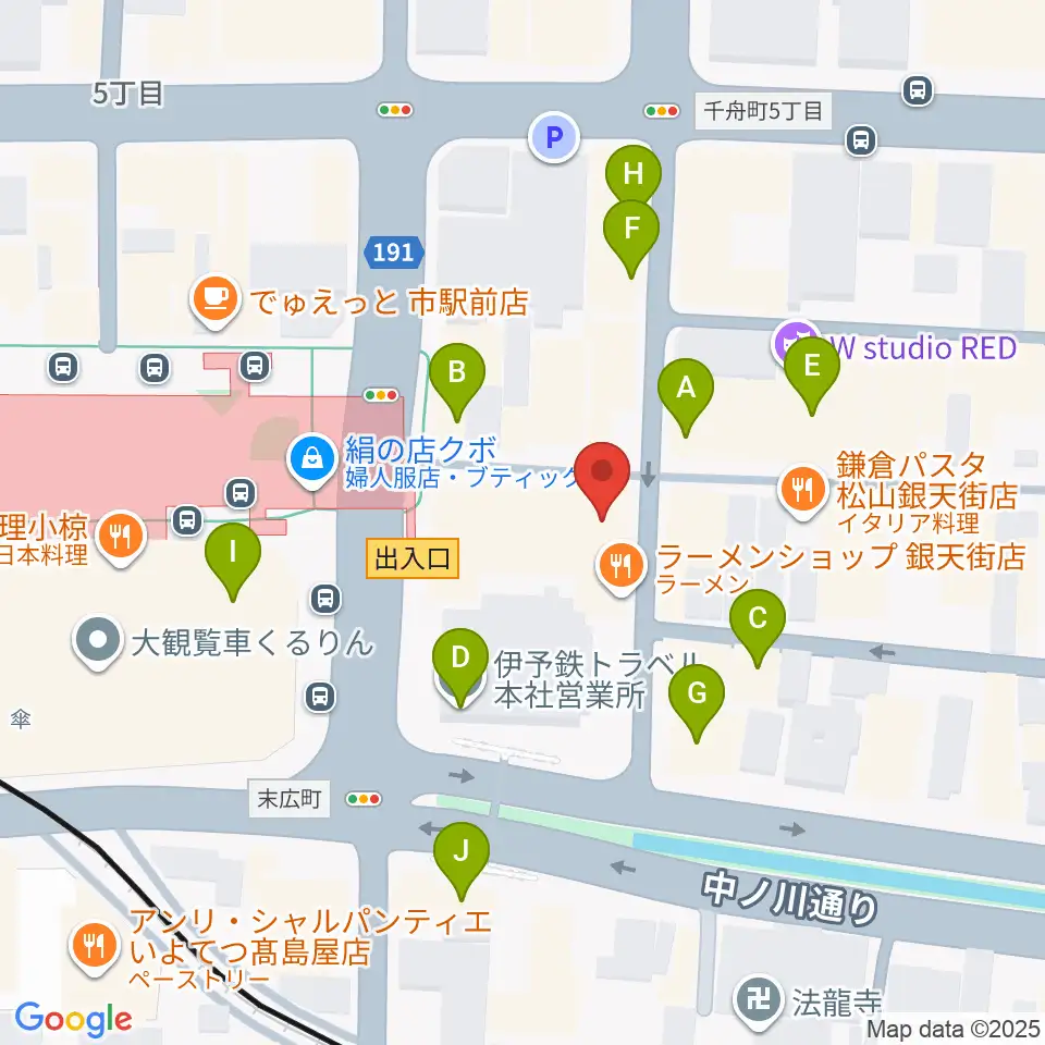 シアーミュージック 松山校周辺のカフェ一覧地図