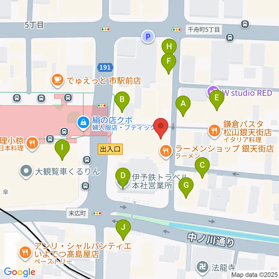 シアーミュージック 松山校周辺のカフェ一覧地図