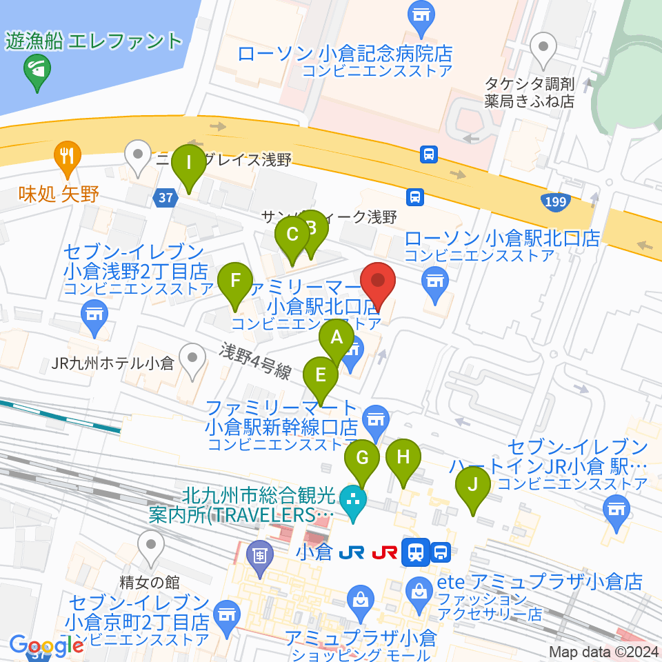 シアーミュージック 小倉校周辺のカフェ一覧地図