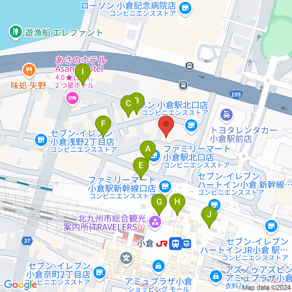 シアーミュージック 小倉校周辺のカフェ一覧地図