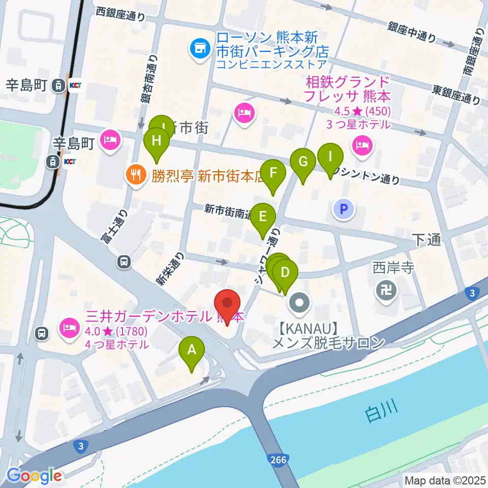 シアーミュージック 熊本校周辺のカフェ一覧地図