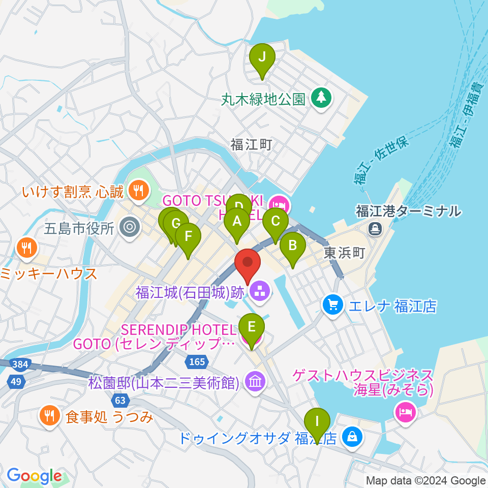 福江文化会館周辺のカフェ一覧地図