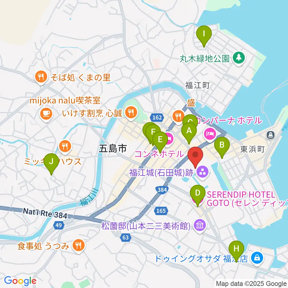 福江文化会館周辺のカフェ一覧地図