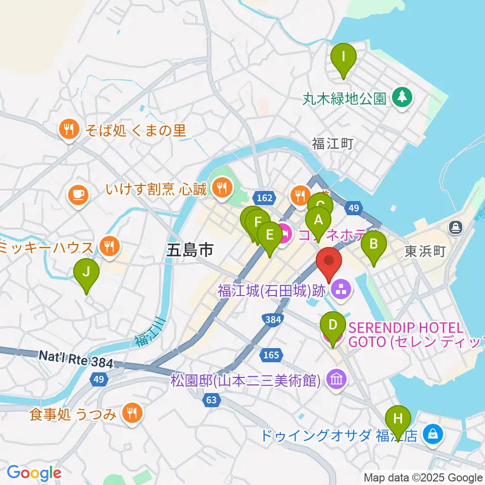 福江文化会館周辺のカフェ一覧地図
