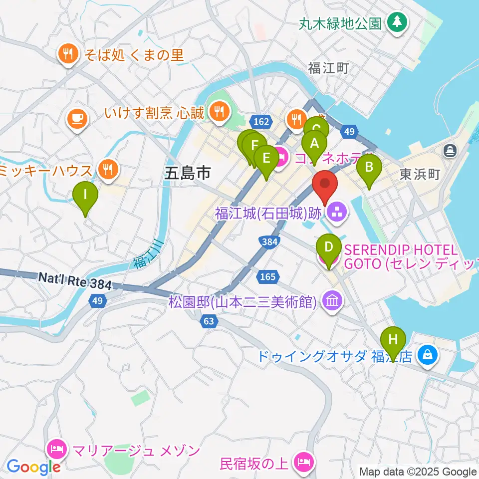 福江文化会館周辺のカフェ一覧地図