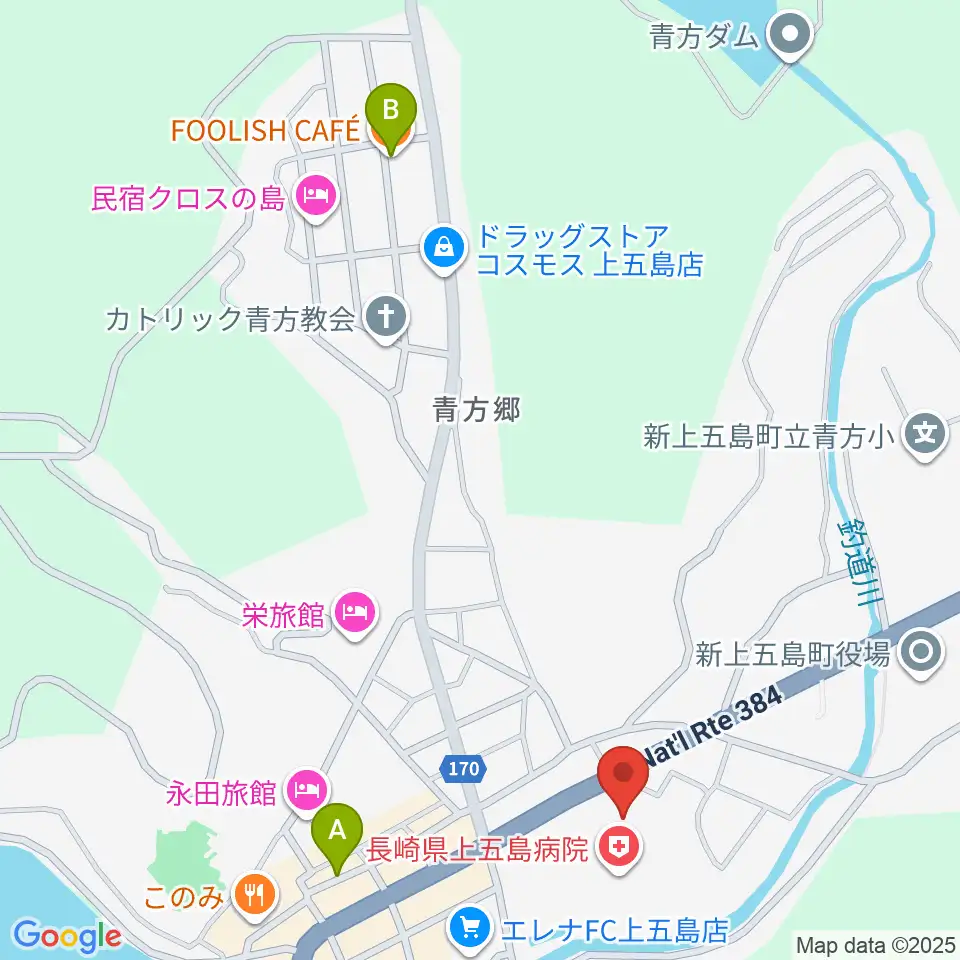 新上五島町石油備蓄記念会館周辺のカフェ一覧地図