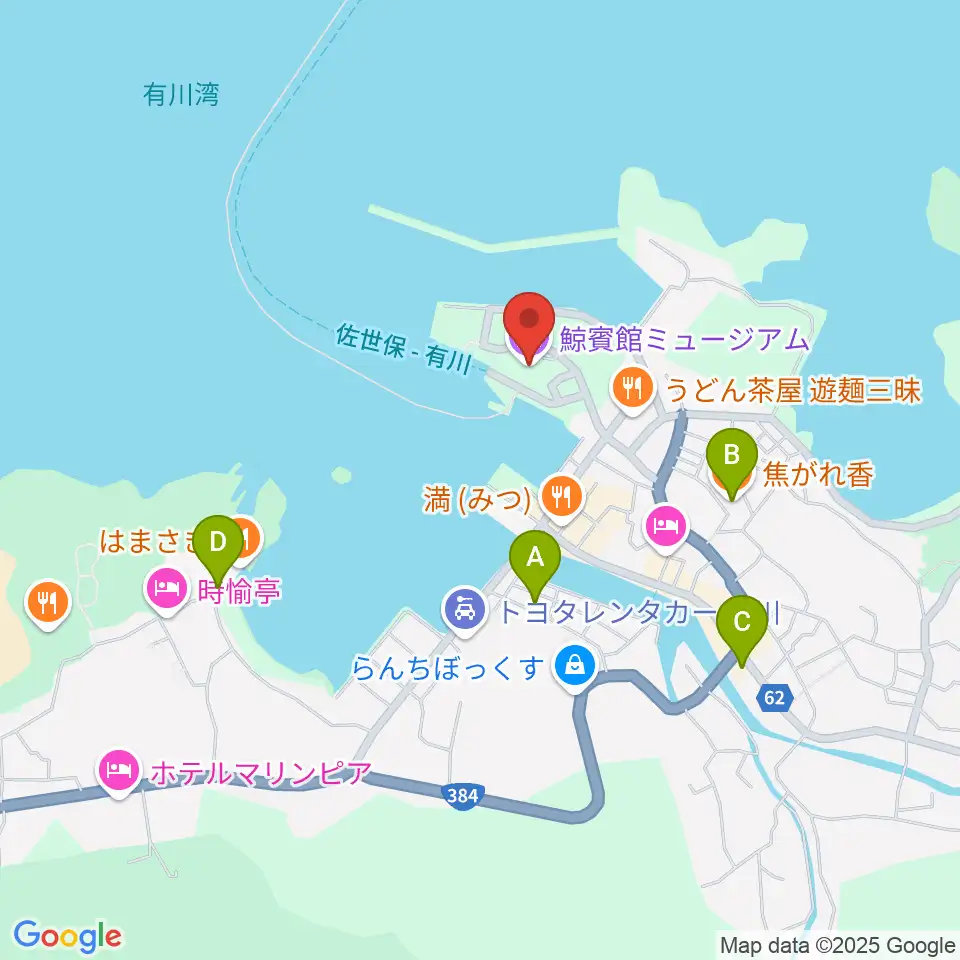 鯨賓館ミュージアム・ホール周辺のカフェ一覧地図