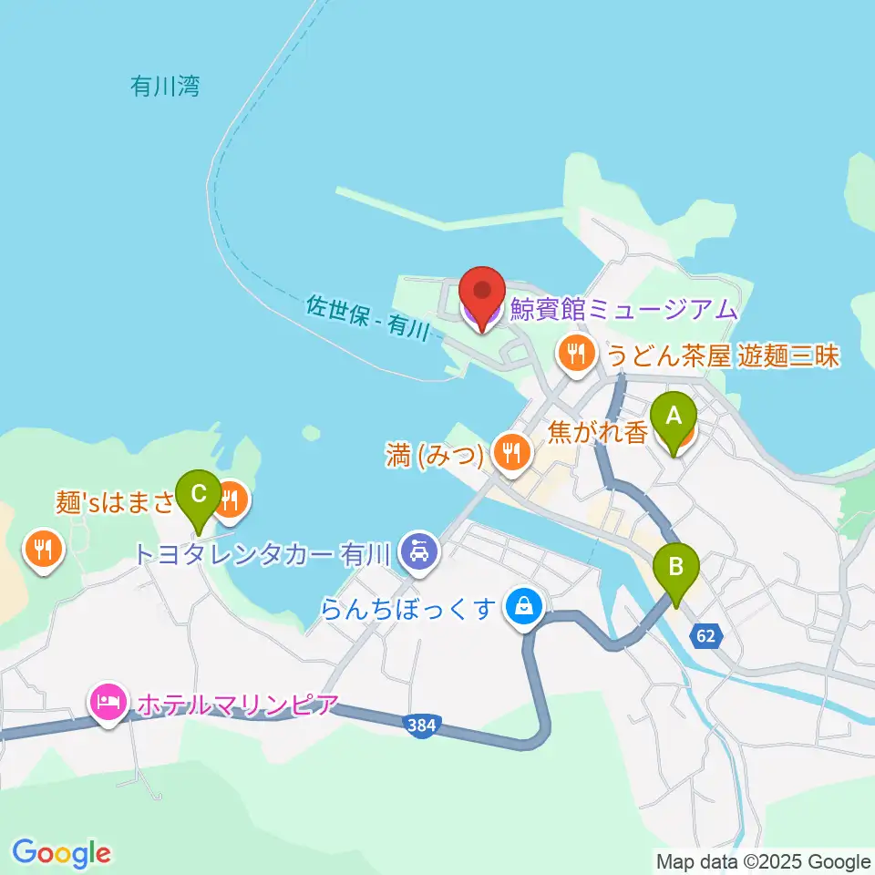 鯨賓館ミュージアム・ホール周辺のカフェ一覧地図