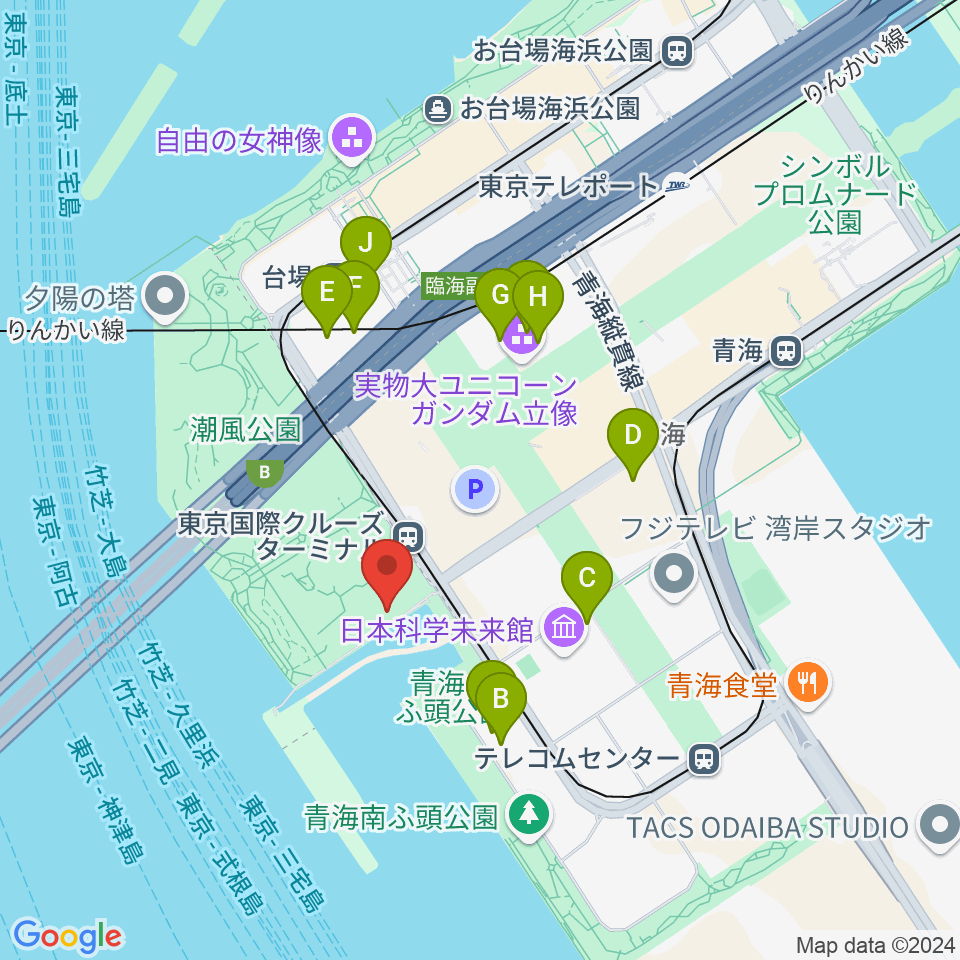 船の科学館周辺のカフェ一覧地図