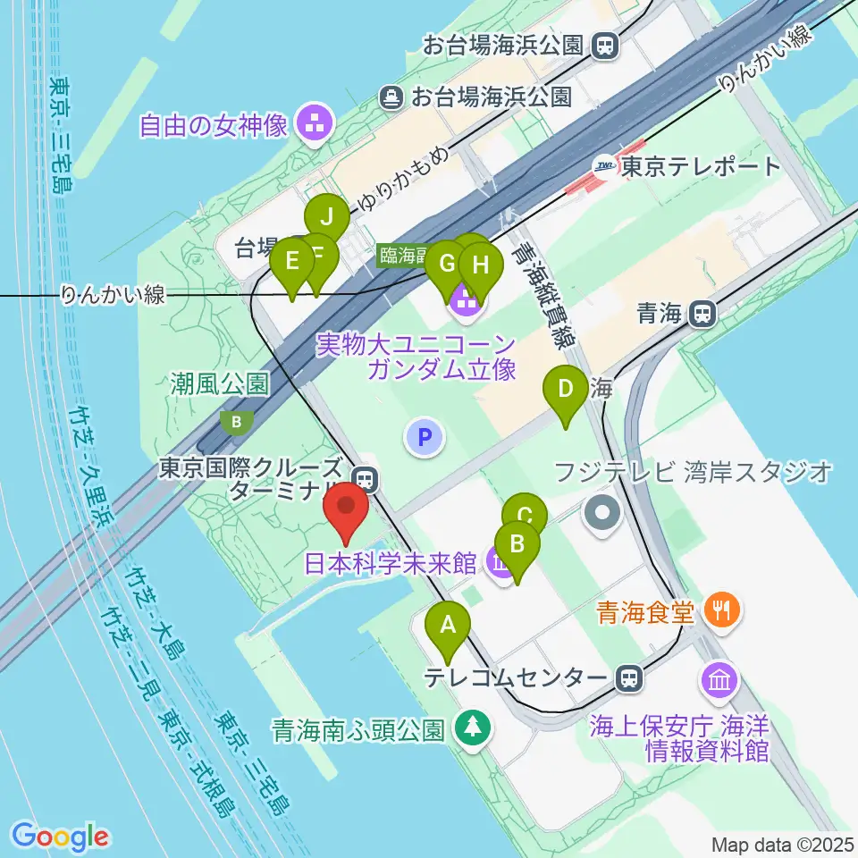 船の科学館周辺のカフェ一覧地図