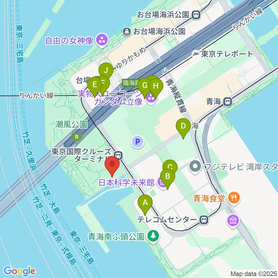 船の科学館周辺のカフェ一覧地図