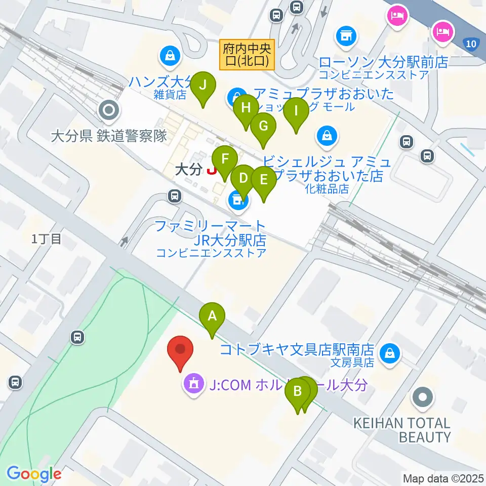 J:COM ホルトホール大分周辺のカフェ一覧地図