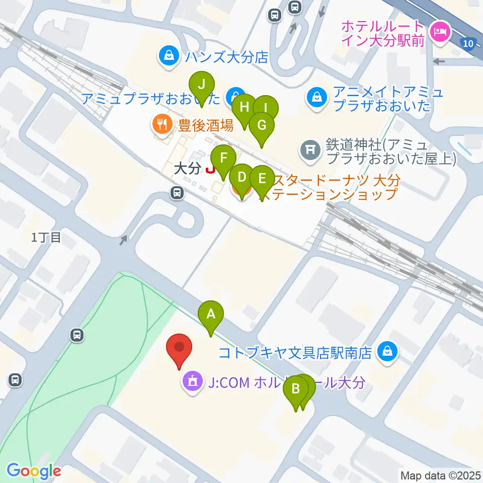 J:COM ホルトホール大分周辺のカフェ一覧地図