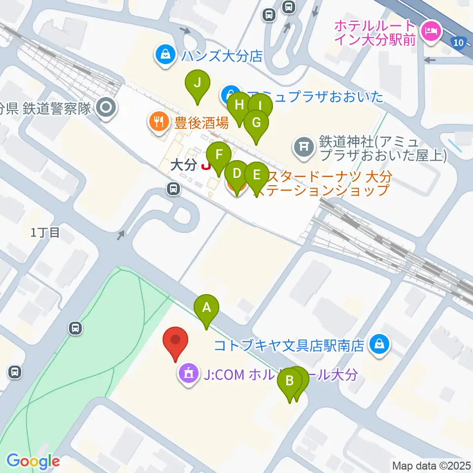 J:COM ホルトホール大分周辺のカフェ一覧地図
