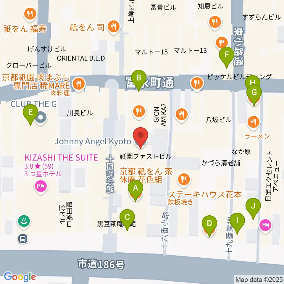 ジョニーエンジェル京都店周辺のカフェ一覧地図