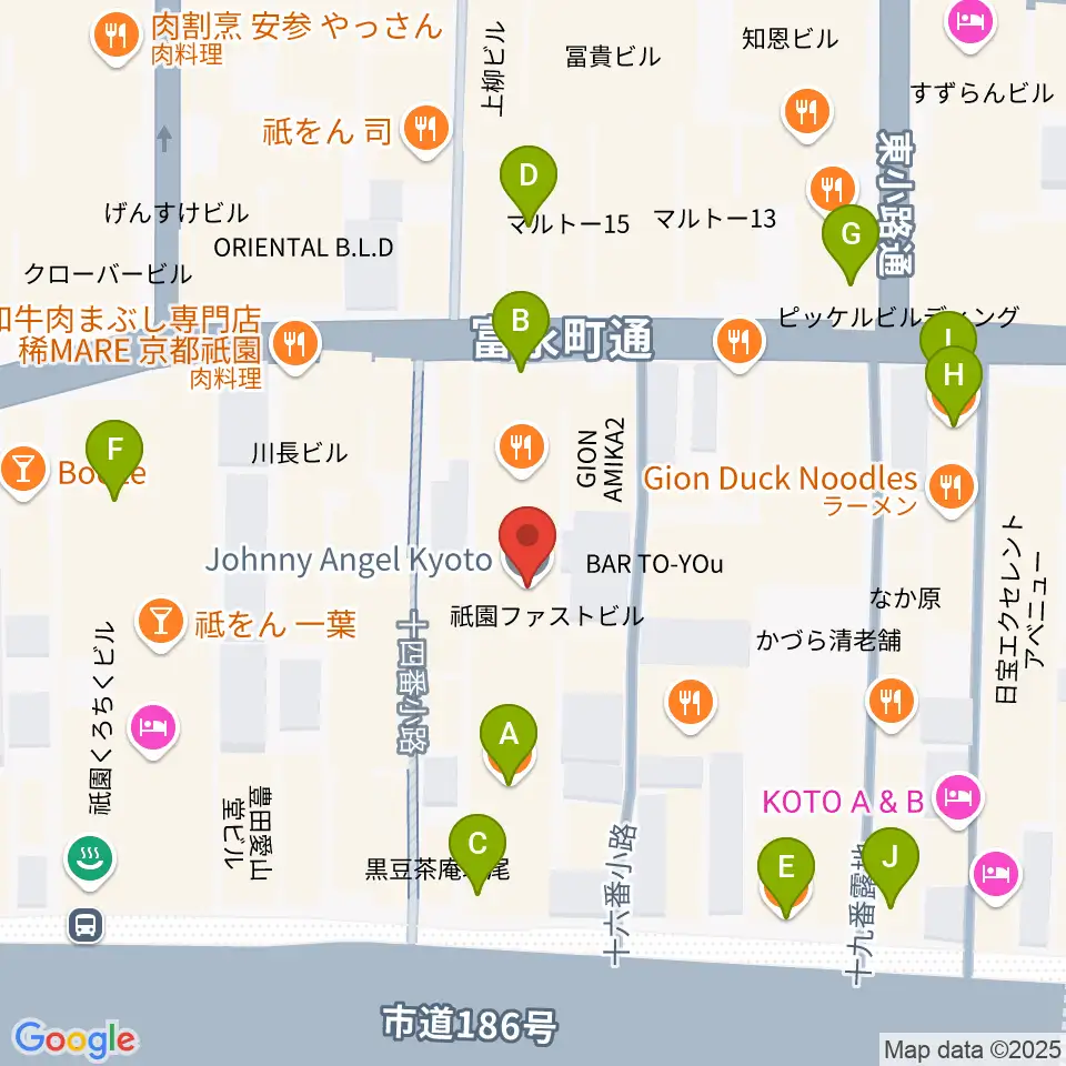 ジョニーエンジェル京都店周辺のカフェ一覧地図
