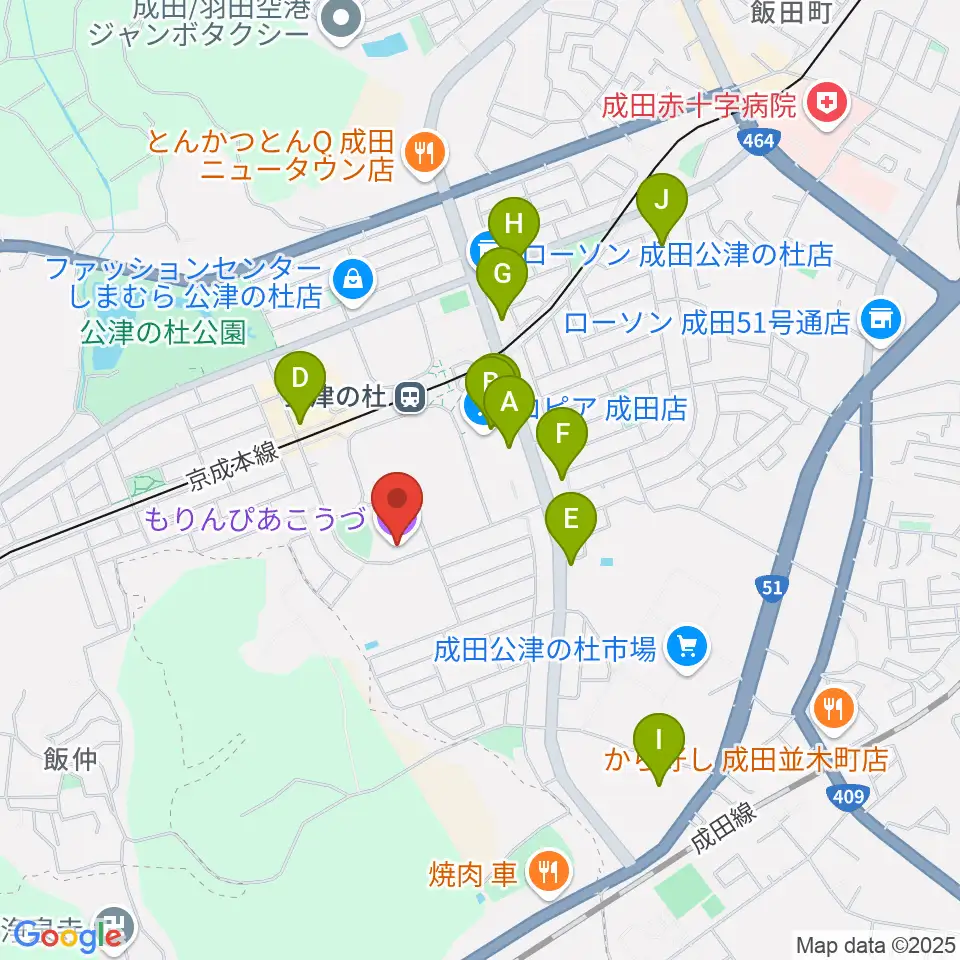 公津の杜コミュニティセンター もりんぴあこうづ周辺のカフェ一覧地図