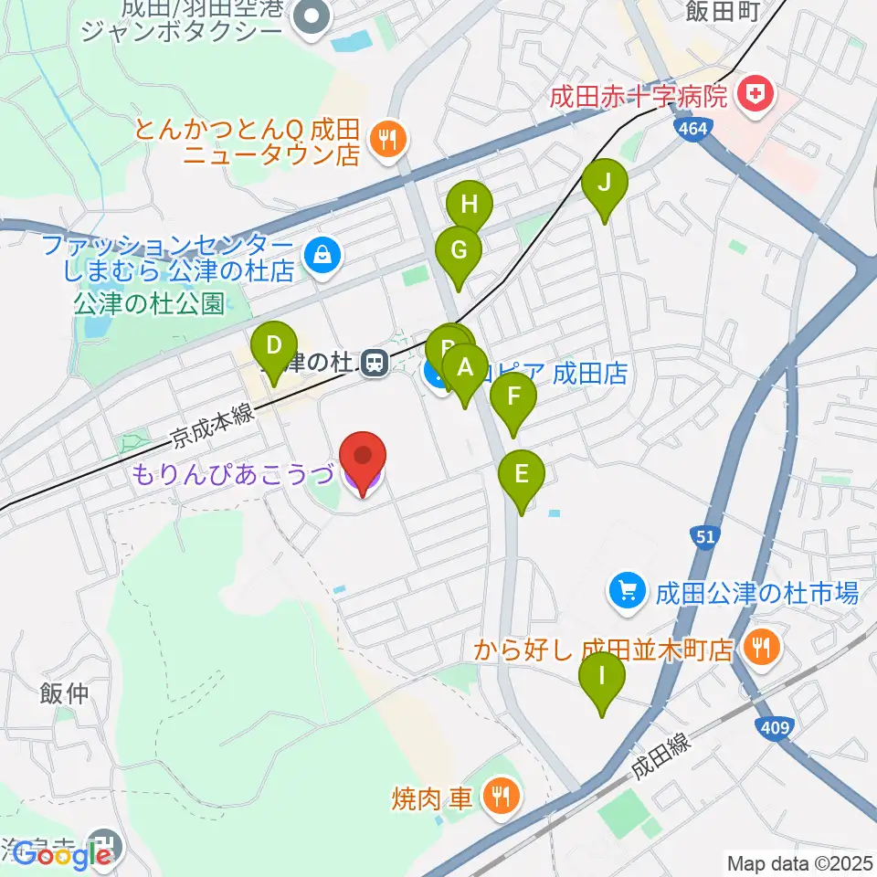 公津の杜コミュニティセンター もりんぴあこうづ周辺のカフェ一覧地図