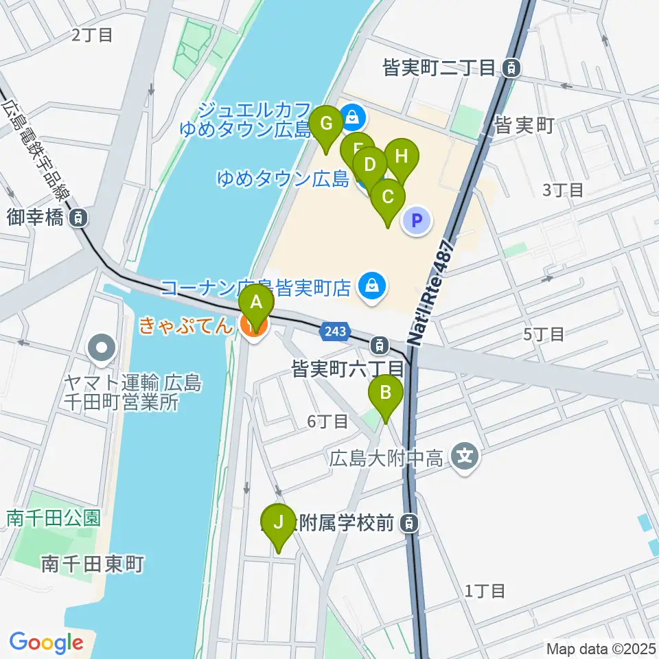 広島BANQUET周辺のカフェ一覧地図