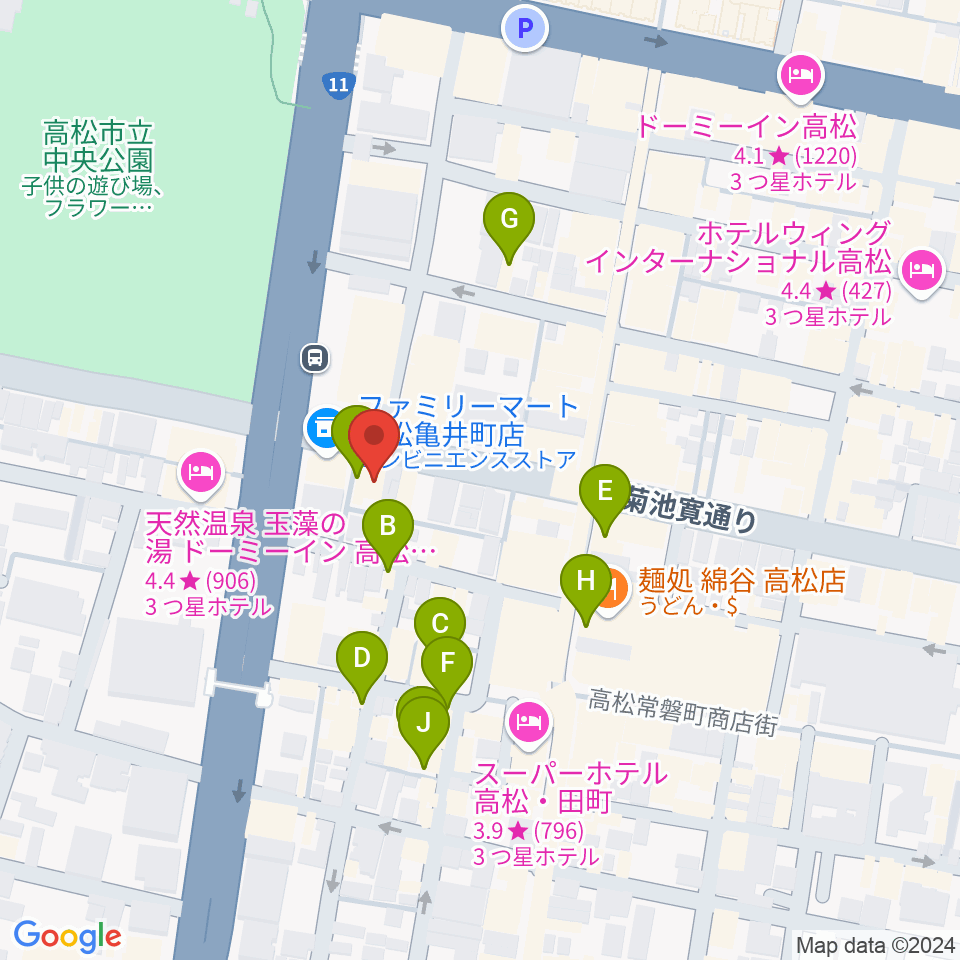 高松TOONICE周辺のカフェ一覧地図