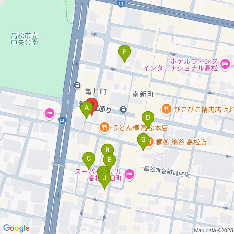 高松TOONICE周辺のカフェ一覧地図
