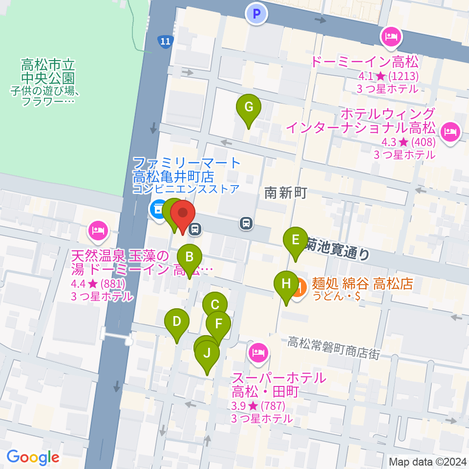 高松TOONICE周辺のカフェ一覧地図