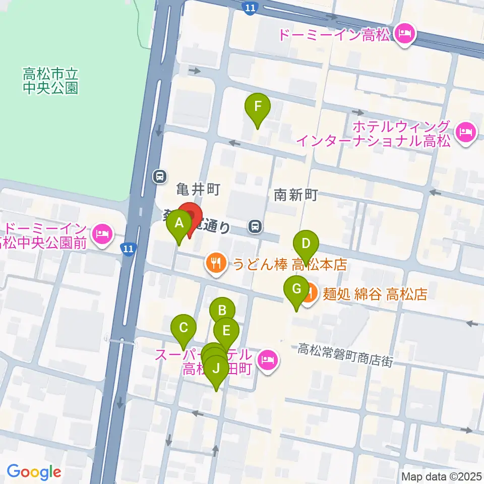 高松TOONICE周辺のカフェ一覧地図
