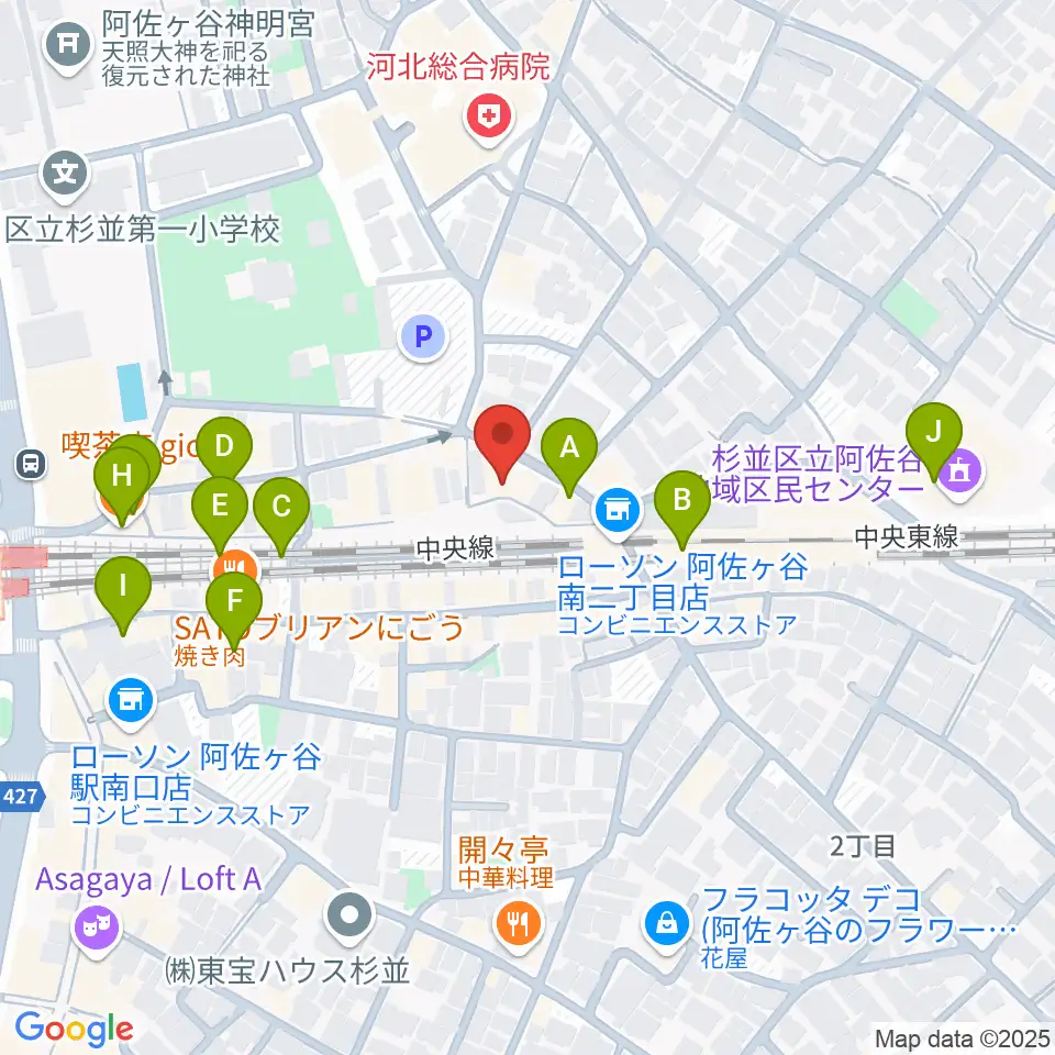 アイネビッテ音楽教室周辺のカフェ一覧地図