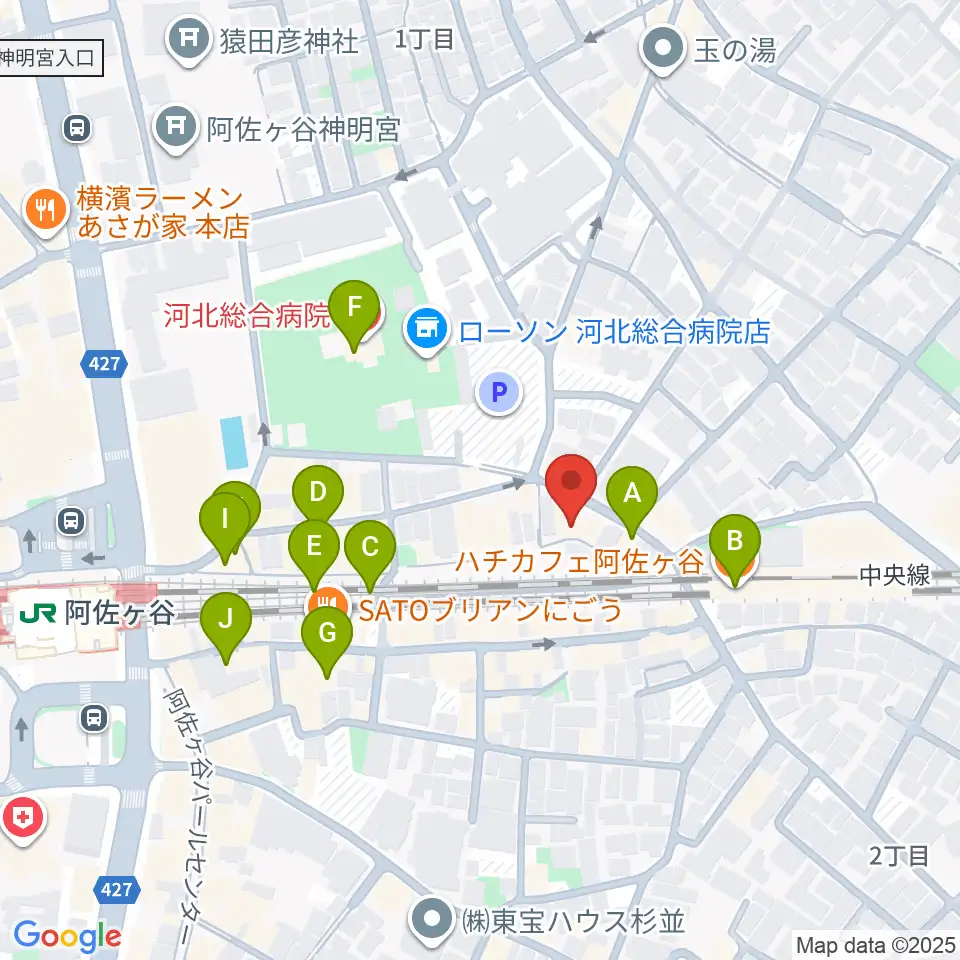 アイネビッテ音楽教室周辺のカフェ一覧地図