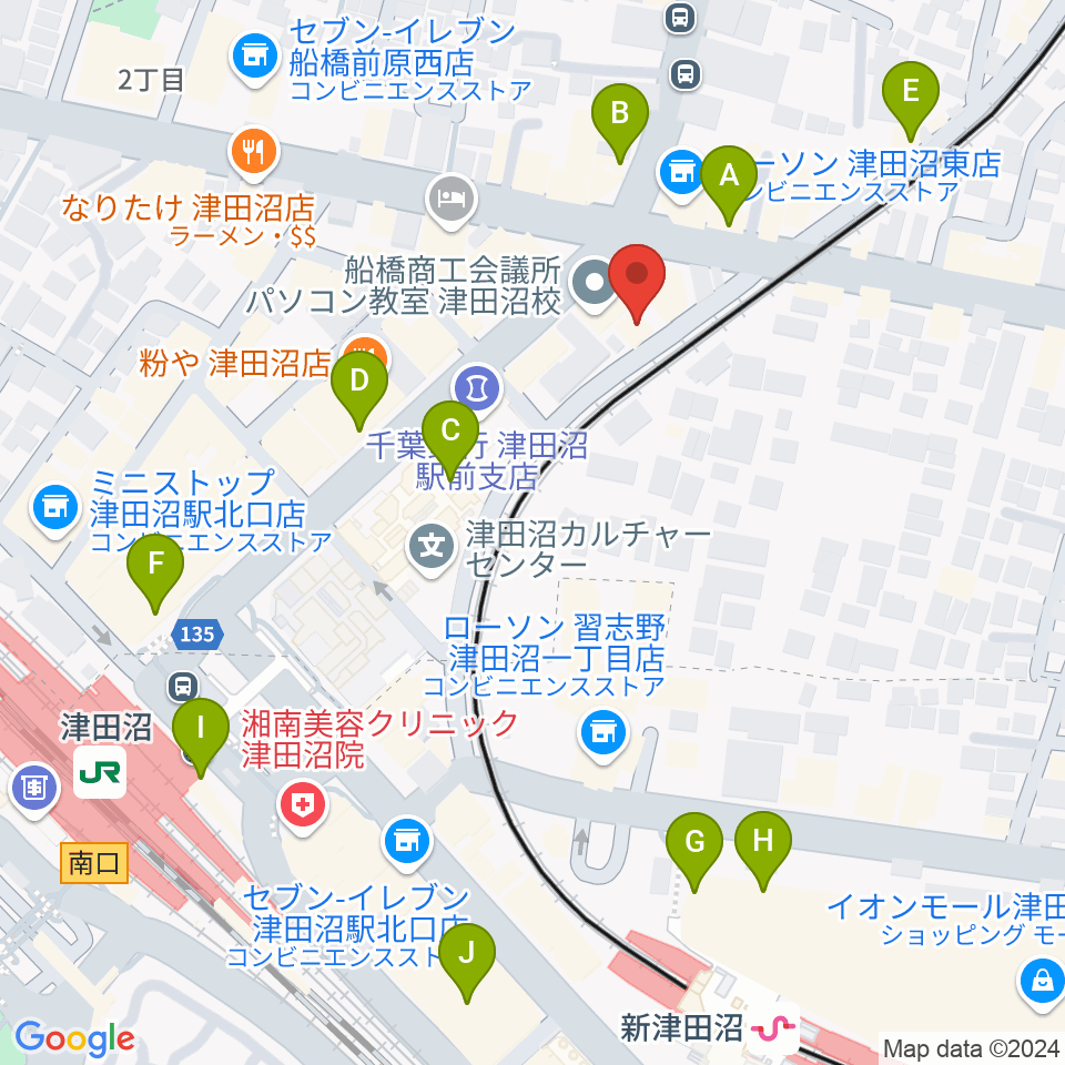 津田沼 Belle Amie周辺のカフェ一覧地図