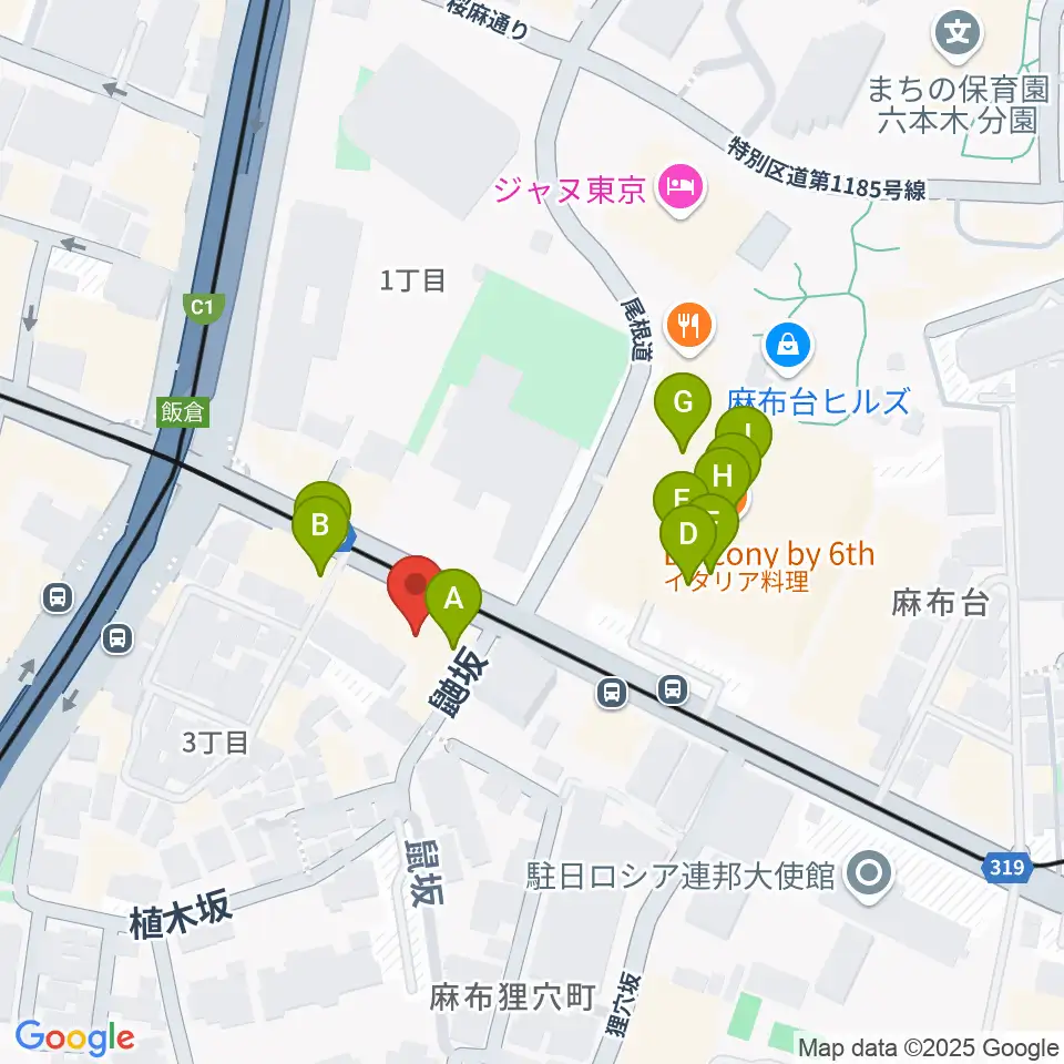 六本木ブルーシャトウ山瀬周辺のカフェ一覧地図