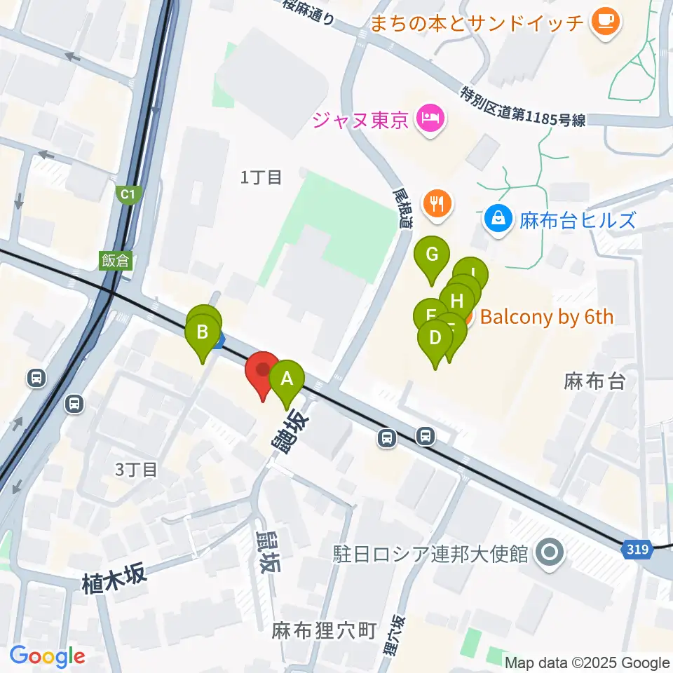 六本木ブルーシャトウ山瀬周辺のカフェ一覧地図