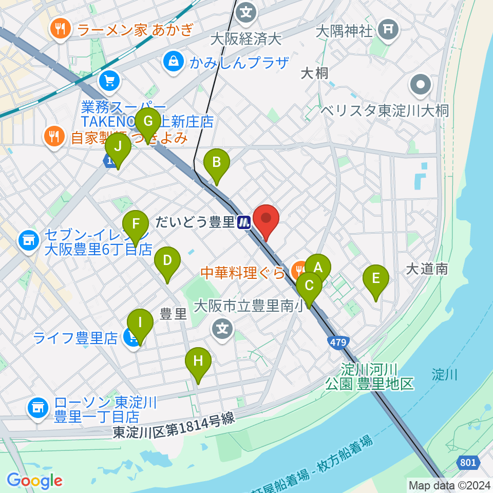 シンカワピアノセンター周辺のカフェ一覧地図