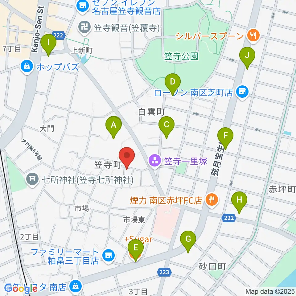 カジタ・ミュージック・スクール南教室周辺のカフェ一覧地図