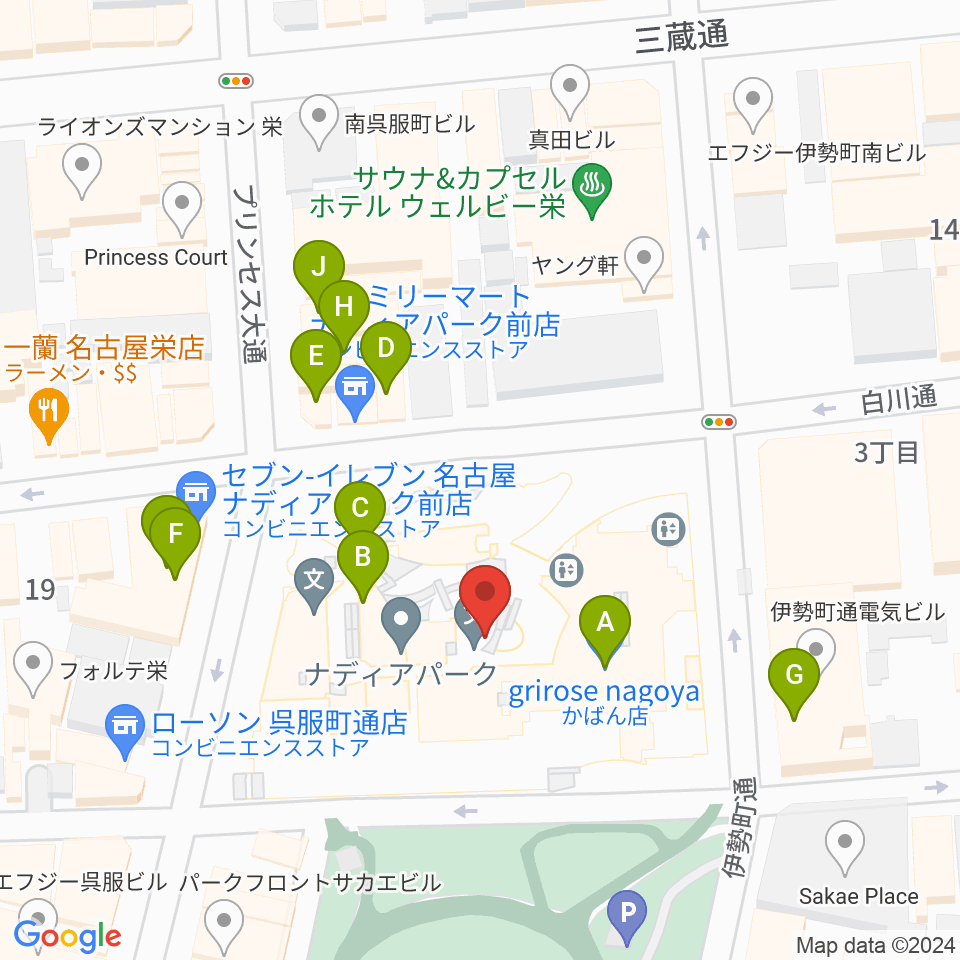 ナディアパーク デザインホール周辺のカフェ一覧地図