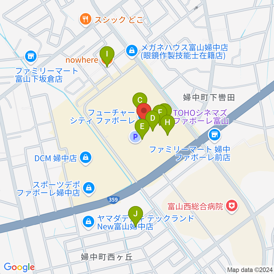 開進堂楽器 MPC婦中周辺のカフェ一覧地図