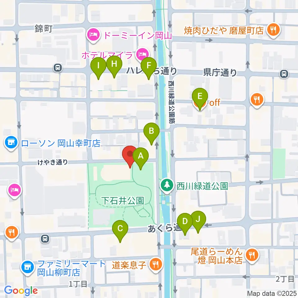 西川アイプラザ周辺のカフェ一覧地図