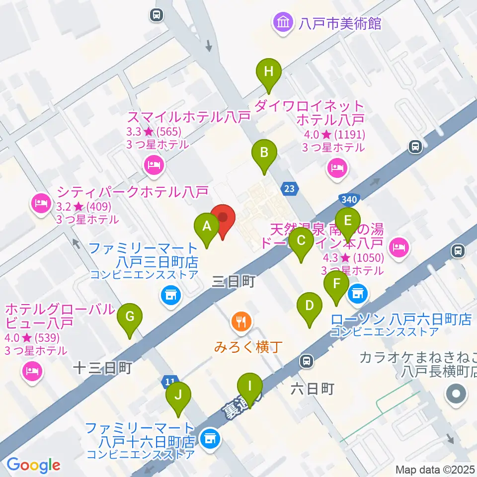 八戸ポータルミュージアムはっち周辺のカフェ一覧地図
