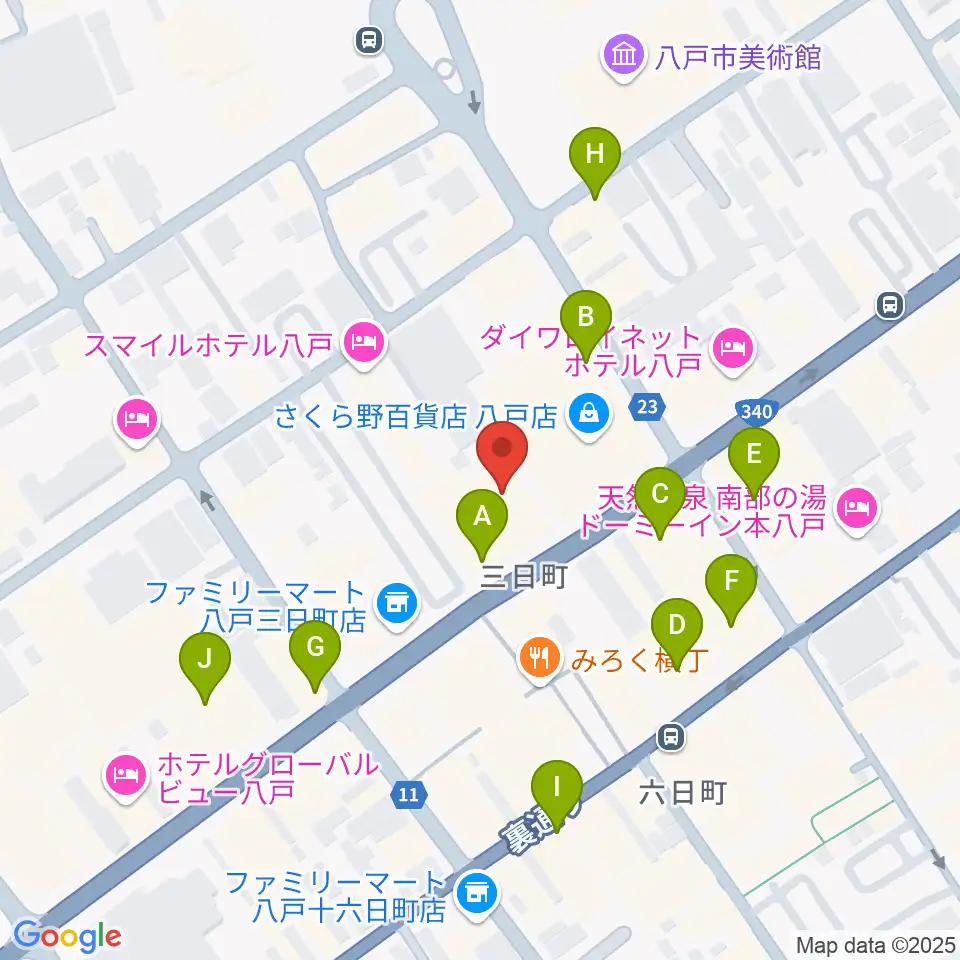 八戸ポータルミュージアムはっち周辺のカフェ一覧地図