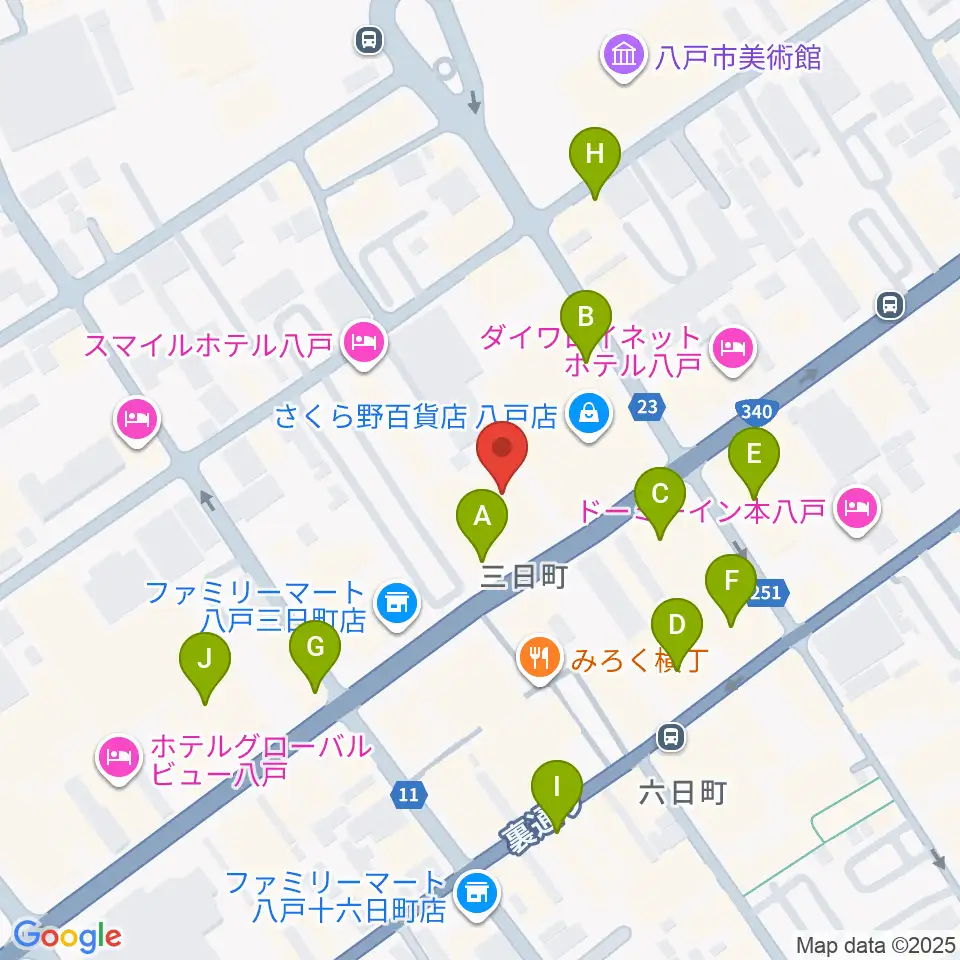 八戸ポータルミュージアムはっち周辺のカフェ一覧地図