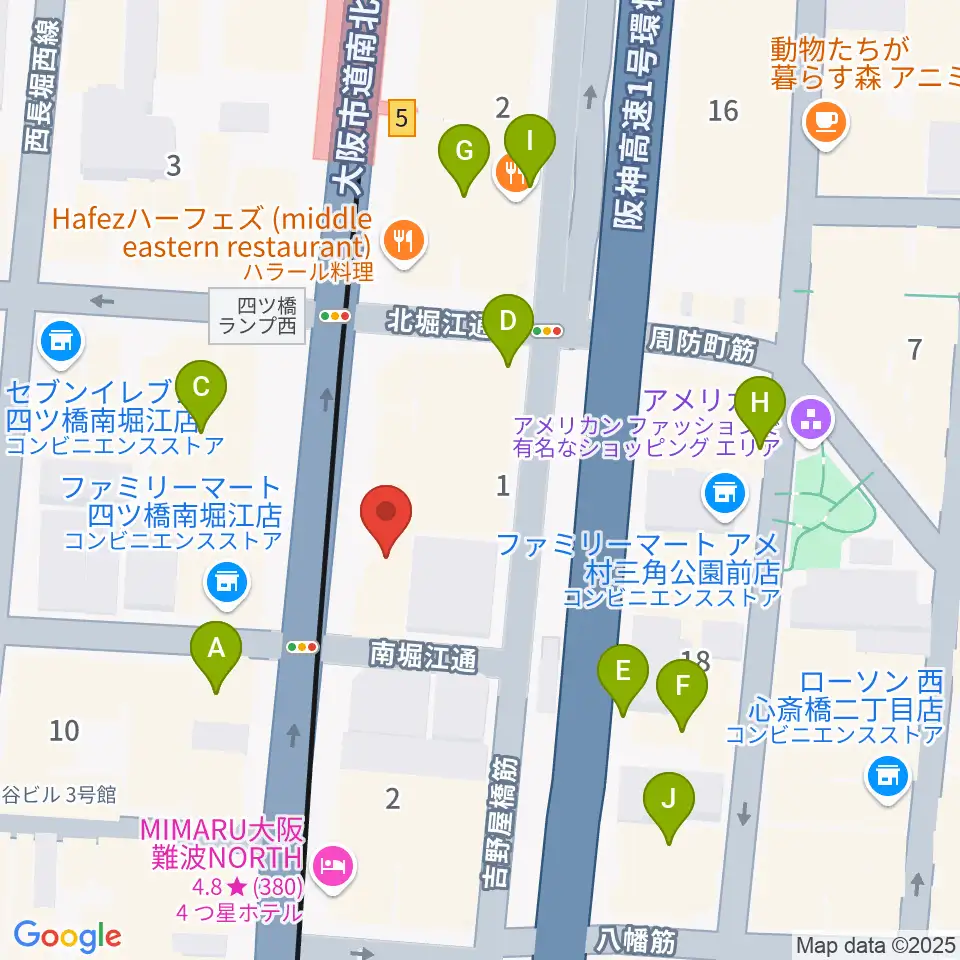 堀江5th street周辺のカフェ一覧地図