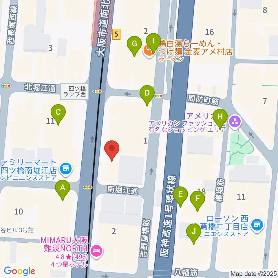 堀江5th street周辺のカフェ一覧地図