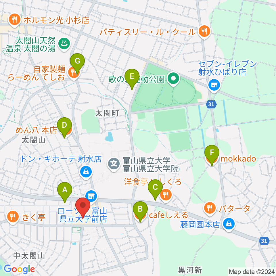 開進堂楽器 MPC太閤山周辺のカフェ一覧地図