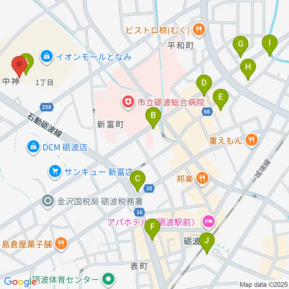 MPC砺波 開進堂楽器周辺のカフェ一覧地図