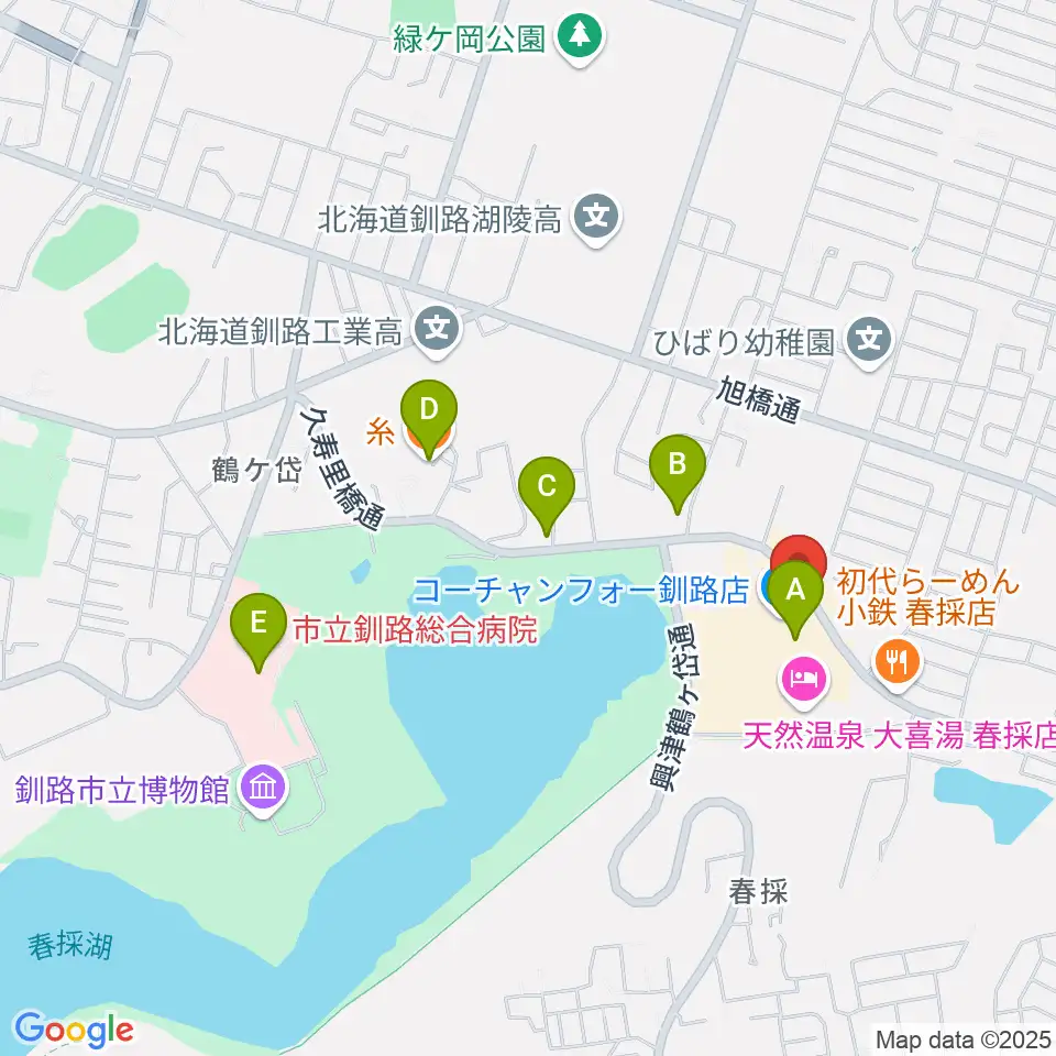 FMくしろ周辺のカフェ一覧地図