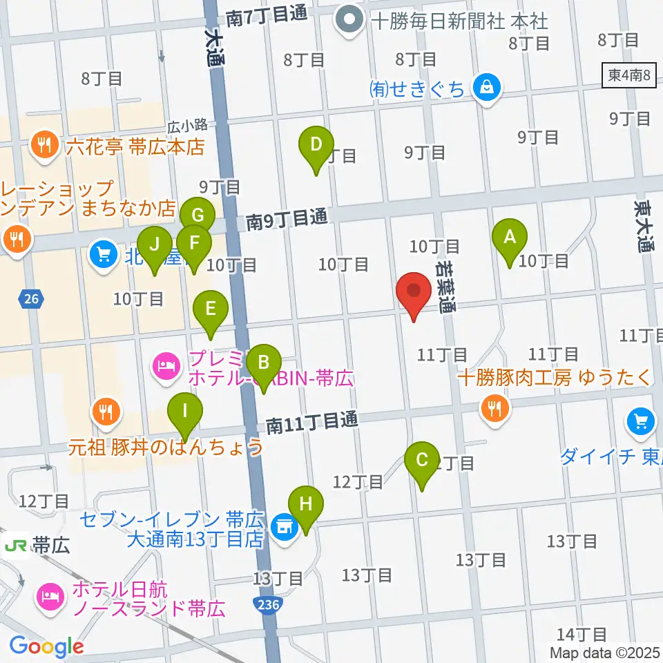 おびひろ市民ラジオ FM WING周辺のカフェ一覧地図