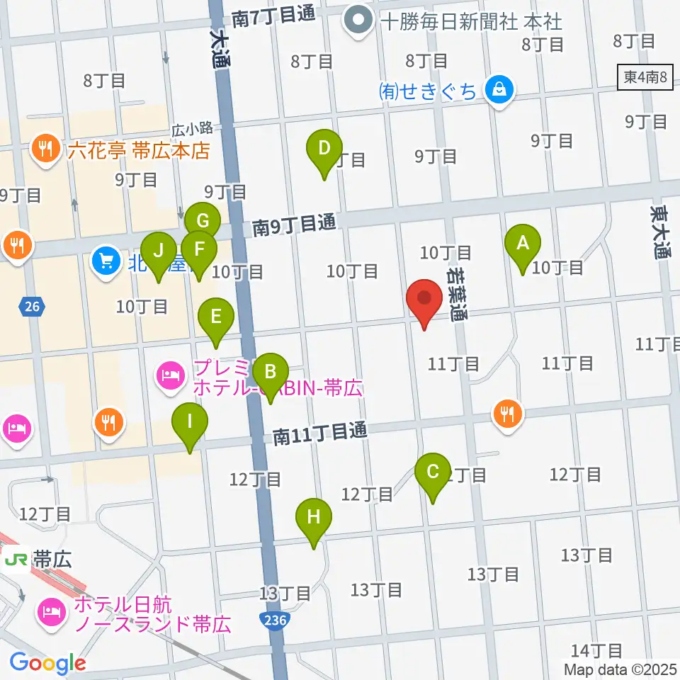 おびひろ市民ラジオ FM WING周辺のカフェ一覧地図