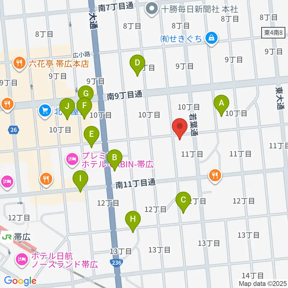 おびひろ市民ラジオ FM WING周辺のカフェ一覧地図