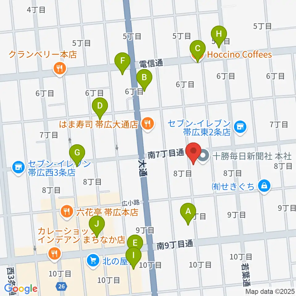 JAGA エフエムおびひろ周辺のカフェ一覧地図
